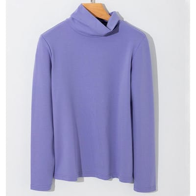 Puur Katoenen T-shirt Coltrui Puur Katoen Lange Mouw Gestapelde Kraag Machinewas Basis Shirt Zacht Kleverig Xinjiang Katoenen T-shirt Dames M gray