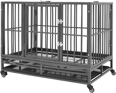 Hondenkooi - Dierenverblijf - Veilig Verblijf - Verrijdbaar Met Wielen - 92 x 62 x 76 cm - Zwart