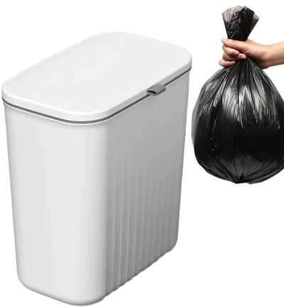 Prullenbak Met Deksel - Afvalemmer Wandmontage - Ruimte Besparen - Geur Bestendig - 338 x 294 x 18 cm - Wit