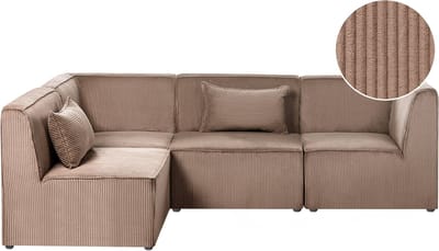 LEMVIG - Hoekbank 4-zits - Zandbeige - Rechtszijdig - Corduroy