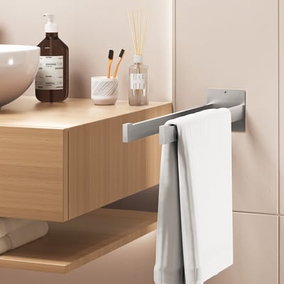 Auralum max Handdoekrek 2-armig - Zonder Boren/Zelfklevend - handdoekrek badkamer - handdoekhouder - handdoekstang - 40 CM