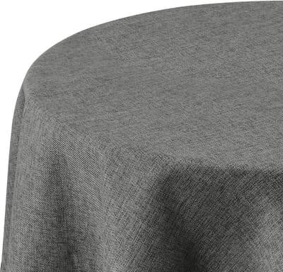 Famanu - Tafelkleed waterafstotend, afwasbaar, lotuseffect, tafellinnen, linnenlook, rond, 140 cm, grijs, 1 stuk
