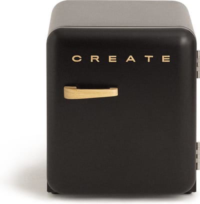 CREATE - Koelkast in retrostijl - Zwart - Handvat Hout - FRIDGE RETRO 48L