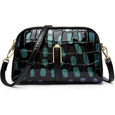 Nieuwe Helder Leer Modieus Eenvoudig Schoudertas Crossbody Tas High-end en Veelzijdige Dameshandtas Horizontale Mobiele Telefoontas black