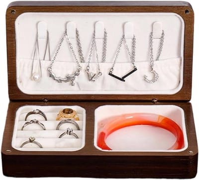 Houten sieradenkistje - Organizer accesssoires - Veilig opbergen - Vintage matte finish - 20 cm - Pruim