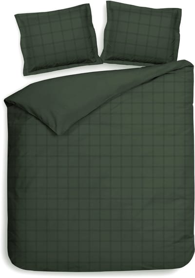 Heckettlane Dekbedovertrek Diamante - Bedlinnen - Lits-Jumeaux XL - 260x200-220 cm - Calla Green - Dekbedovertrek van 100% Katoen-Satijn