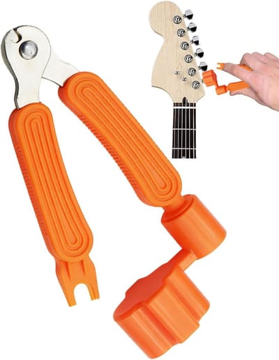 Multifunctionele 3-in-1 Saitenkurbel voor Gitaar met Saitenspindel en Saitenabzieher in Oranje - Ideaal voor Gitaaronderhoud en Saitenwissel