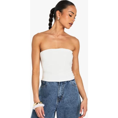 boohoo Dames Dubbel-laags Slinky Dubbel-laags Bandeau Top | Wit | Maat: 40
