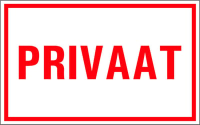Privaat tekststicker 200 x 125 mm