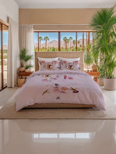 Heckettlane Dekbedovertrek Lyla - Canyon Rose - Dekbedovertrek van 100% Katoen-Satijn - Takken - Dekbedovertrek 260x200-220 cm - Lits-Jumeaux XL - Palm Springs