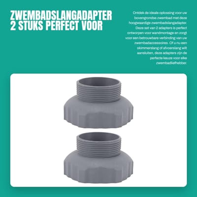 Dailygoods - Zwembadslangadapter - 2 stuks - Perfect voor bovengrondse zwembaden - Kunststof - Zwembadaccessoire - Optimale aansluiting - Geschikt voo...