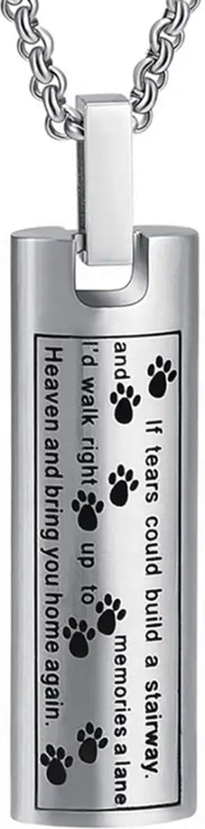 Luxe Ashanger - met Ketting - Voor As, Haren of Parfum - Assieraad - As Ketting - Gedenksieraad - Urn - Incl. As vuller en Opbergzakje - Dog Paw