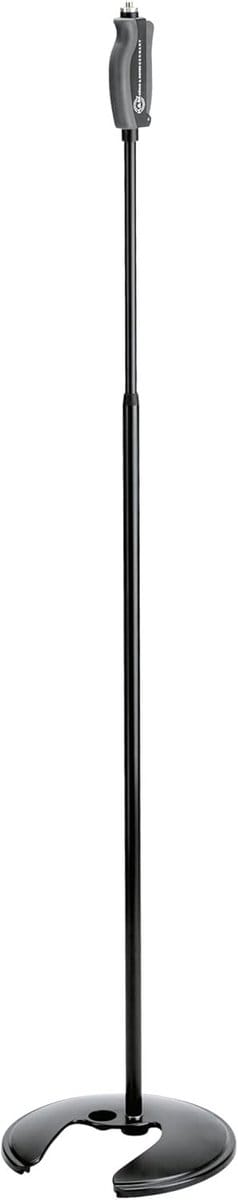 Zwart microfoonstatief met eenhandige bediening en draaibare kop, 1060 mm, 278 mm basislengte, 3/8 inch schroefdraadaansluiting, geschikt voor microfoons tot 2 kg