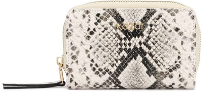 Snake motif embossed leather wallet with zipper pocket