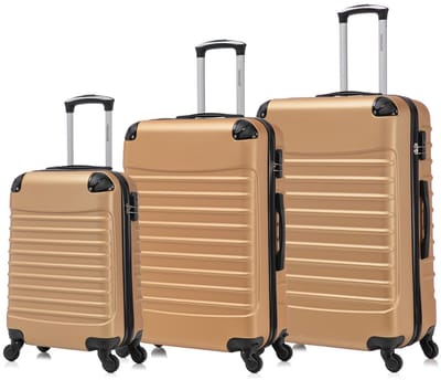 Travelerz Rome Kofferset 3-Delig – Handbagage 39L + Medium 69L + Extra Large 95L – Lichtgewicht ABS – Spinner Wielen – Goud – Met Cijferslot