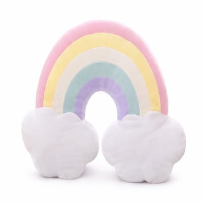 Zacht Regenboog Wolk Knuffelkussen – Pluche Speelkussen voor Kinderkamer & Bank – Decoratief Sierkussen