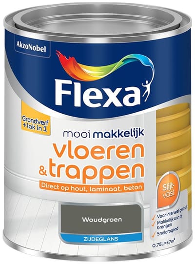 Flexa - Mooi Makkelijk Vloeren & Trappen Zijdeglans - Woudgroen - Mengverf - 750 Ml