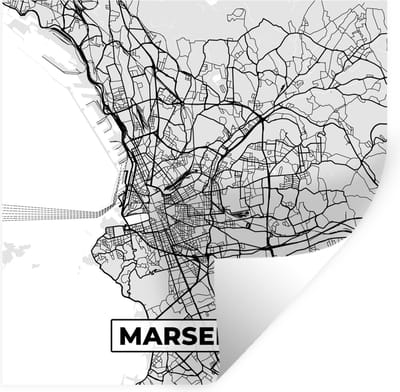 Muurstickers - Sticker Folie - Plattegrond - Marseille - Stadskaart - Kaart - Frankrijk - 100x100 cm - Plakfolie - Muurstickers Kinderkamer - Zelfklevend Behang XXL - Zelfklevend behangpapier - Stickerfolie