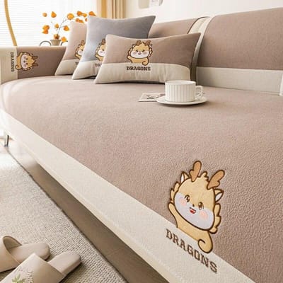 Teddy Velvet Cartoon Bankhoes Universeel Woonkamer Borduurwerk Bankhoes Antislip Bankleuning Armleuning Hoes Kussen Doek 70x70cm 1pcs