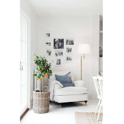 By Rydéns vloerlamp Orlando messing/wit, metaal, stof, E27