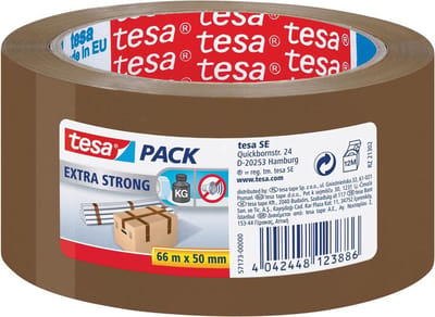 12x Tesa verpakkingsplakband Extra Strong, 50mmx66 m, PVC, bruin