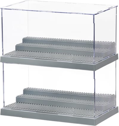Allecto - Display Case - Opslagdoos voor Mini Figuren - Stapelbaar en Stofvrij - Grijs - Voor Bouwblok Modellen - Geschikt voor Actiefiguren