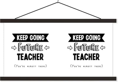 Posterhanger incl. Poster 60x30 cm - Schoolplaat - Leraar - Quotes - School - Studenten - Textielposter - Zwarte latten
