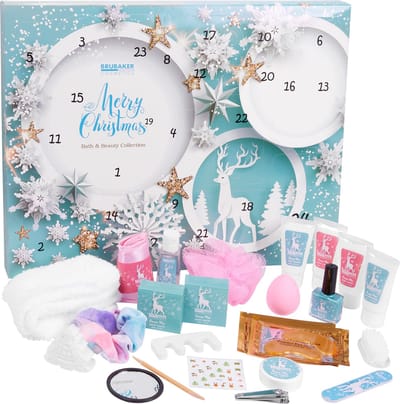 BRUBAKER Cosmetics Beauty Adventskalender - de XXL Wellness Kerstkalender voor Dames - 24 x Lichaamsverzorging Producten & Spa Accessoires - Mint Blauw