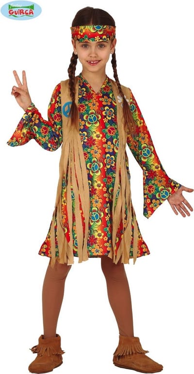 Fiestas Guirca - Hippie Girl (5-6 jaar) - Carnavalskleding - Carnaval - carnavalskleding 2027 - Carnaval kostuum