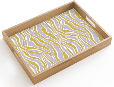 Dienblad hout 40x30 cm - Schootdienblad - Zebra - Modern - Meerkleurig - Borrelplank rechthoek - Plateau dienbladen