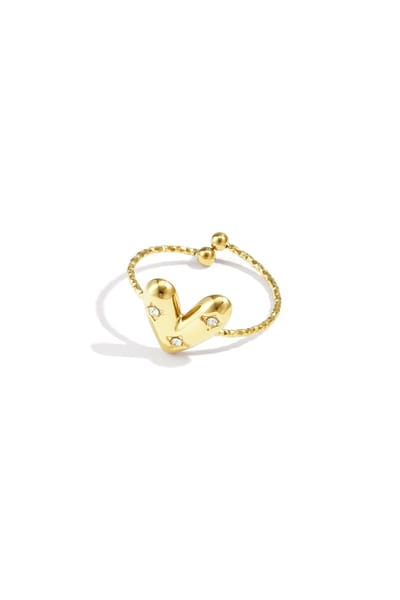 Bijoutheek Ring (Sieraad) Hartje Steentjes Goud