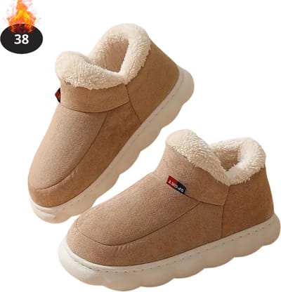 Nivard Warme Pantoffels - Sloffen - Slippers - Dames - Heren - Pluche - Maat 38 - Khaki