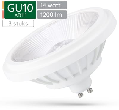Spectrum GU10 LED Spot AR111 - 14 Watt - 230V - 1200 Lumen - 4000K Neutraal wit - Natuurlijk licht - Energiezuinig - 3 stuks
