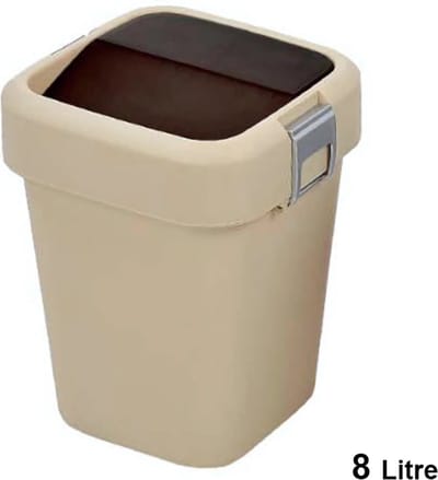 Tiss® - Comfort Dust Bin Afvalbak 8,lt - Prullenbak - Afvalscheiding - Kitchware- Gemaakt van Gerecycled Plastic - Crème