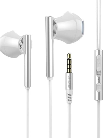 DrPhone M10 Bedrade 3.5mm Aux In-Ear Oortelefoon – 8 kernen & Bass Met Microfoon - Dynamische Stereo Oordopjes – Wit