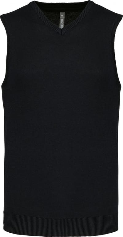 Pullover/Cardigan Heren S Kariban V-hals Mouwloos Black 50% Katoen, 50% Acryl