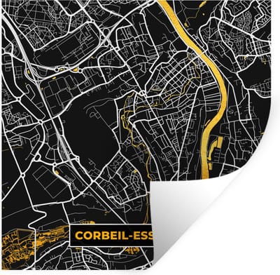 Muurstickers - Sticker Folie - Frankrijk – Corbeil-Essonnes– Stadskaart – Plattegrond – Kaart - 100x100 cm - Plakfolie - Muurstickers Kinderkamer - Zelfklevend Behang XXL - Zelfklevend behangpapier - Stickerfolie