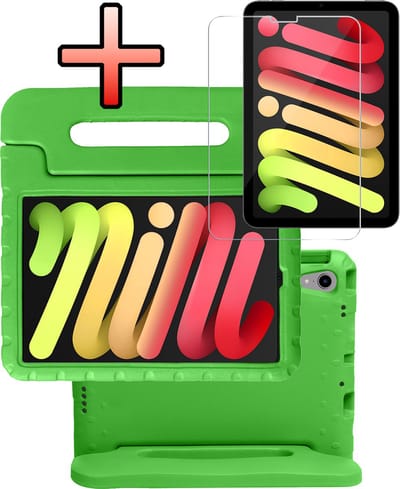 Hoes - Geschikt voor Apple iPad Mini 7 (2024) - 8.3 inch - 7e Generatie - Met Screenprotector - Kinderhoes Shockproof Bumper - Kidsproof Case - Tablet Hoesje - Kinder Cover - Groen