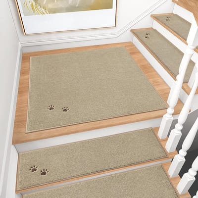 Trappenhoekmatten - Trapbekleding - Veilig Traplopen - Machinewasbaar - 30 x 30 cm - Beige