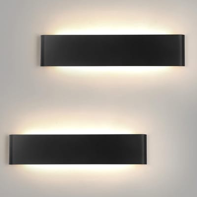 24W LED-wandlamp, 41 cm, neutraal wit licht 4500K, aluminium, geschikt voor gangen, slaapkamers en woonkamers [2-pack, zwart]
