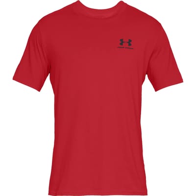 Under Armour UA M SPORTSTYLE LC SS Heren Sportshirt - Rood - Zwart