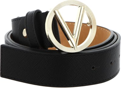 VALENTINO Riem Hampton Plaque Buckle Belt W95 Nero / Oro Zwart