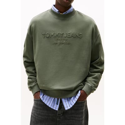 Tommy Hilfiger Classic 90s Tonal Logo Washed Sweatshirt Dark Greenery Taglia: M | Maglioni a maglia Outlet | Uomo | Verde