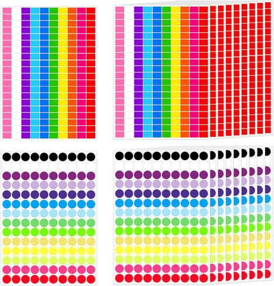 Dailygoods - 2000 vierkante en 1400 ronde etiketten - Lege labelstickers voor classificatie en markering