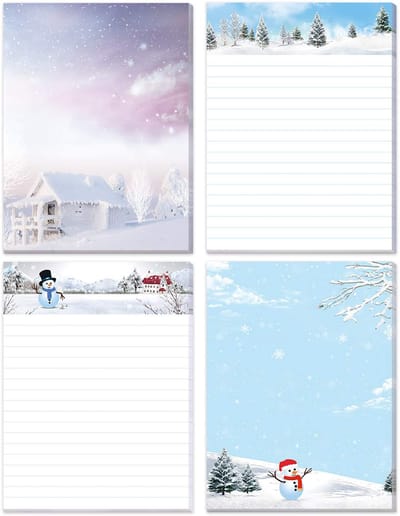 Winterse kerst notitieblokken set van 4 – 50 vellen per blok, 10,5 x 14 cm