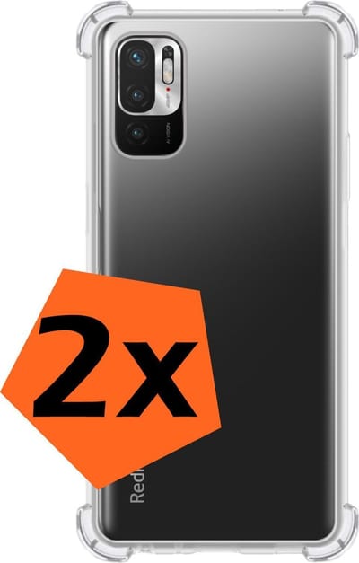 Hoes - 2 Stuks - Geschikt voor Xiaomi Redmi Note 10 5G - Sterk & Shockproof - Siliconen Case - Back Cover - Telefoon Hoesje Shock Proof - Transparant