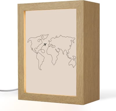 Tafellamp 15x20 cm - LED lamp - Wereldkaart - Simpel - Vliegtuig - Decoratieve tafellampen - Dimbaar - Tafellampje slaapkamer - Woonkamer binnen