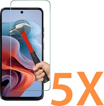 Glasplaatje Geschikt voor: Motorola Moto G34 / G34 5G - 5x Screenprotector - screen protector - glas - bescherm - beschermglas