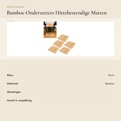 Dailygoods- Onderzetter Hittebestendig - Bamboe Onderzetters - Set van 5 - Natuurlijke Houtkleur - Keuken Accessoires - Perfect voor Warme Gerechten - Warmtebestendige Mat