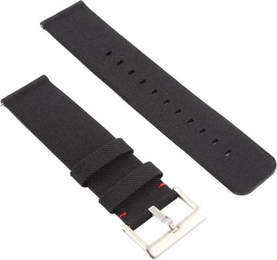 By Qubix - Compatible Fitbit bandje - Canvas nylon bandje geschikt voor Fitbit Versa 1 / 2 & Lite - Zwart Smartwatchbandje bandje Armband Polsband Strap Band Watchband